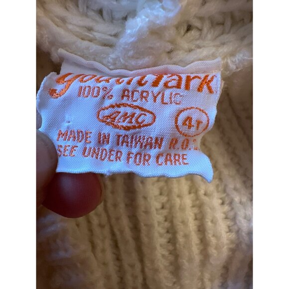 Vintage 80s Yarnmark Toddler Cardigan Hoodie 4T Acrylic Button-Up Sweater Taiwan - Picture 2 of 4